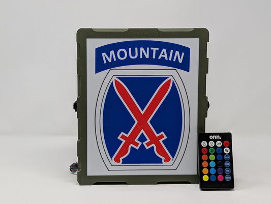 10th Mountain led lightbox, personalized Army military gift perfect for retirement front