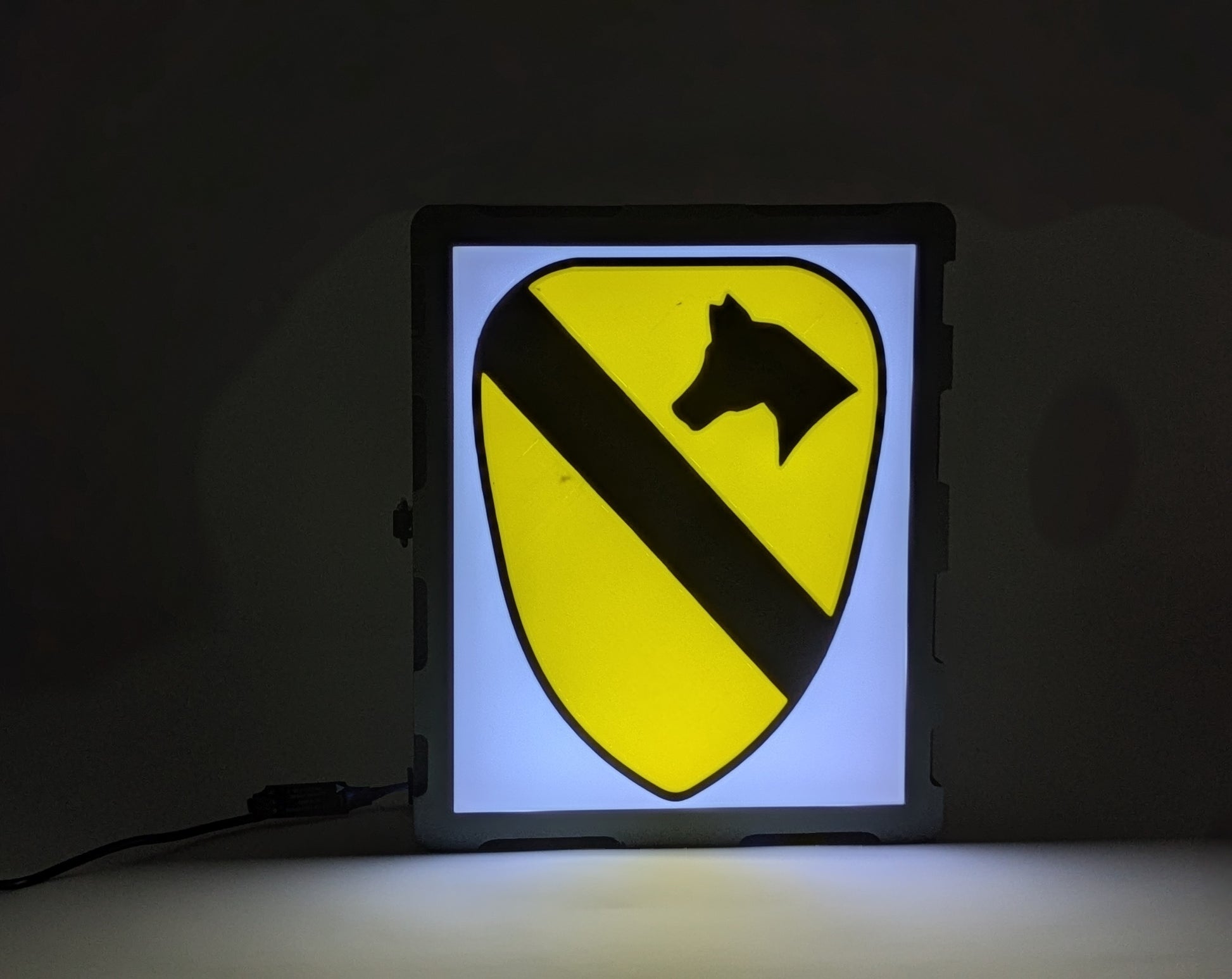 1st Cavalry Division (1st Cav) led lightbox, personalized Army military gift perfect for military retirement illuminated front