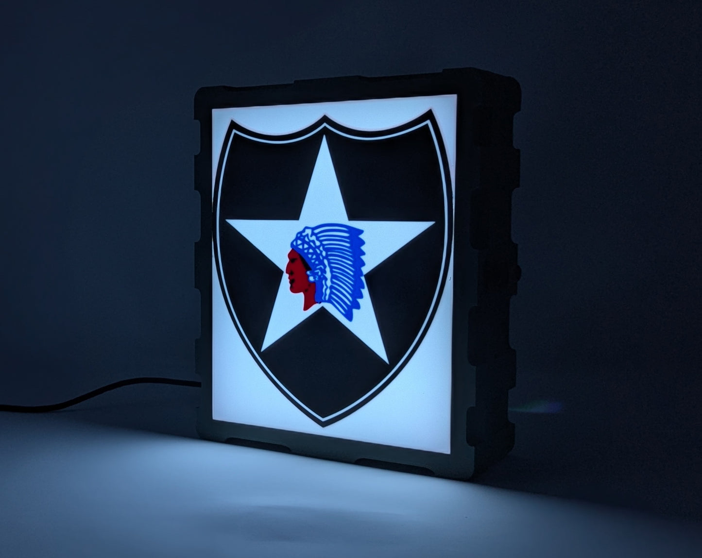 2nd Infantry Division (2 ID) led lightbox, personalized Army military gift perfect for military retirement illuminated