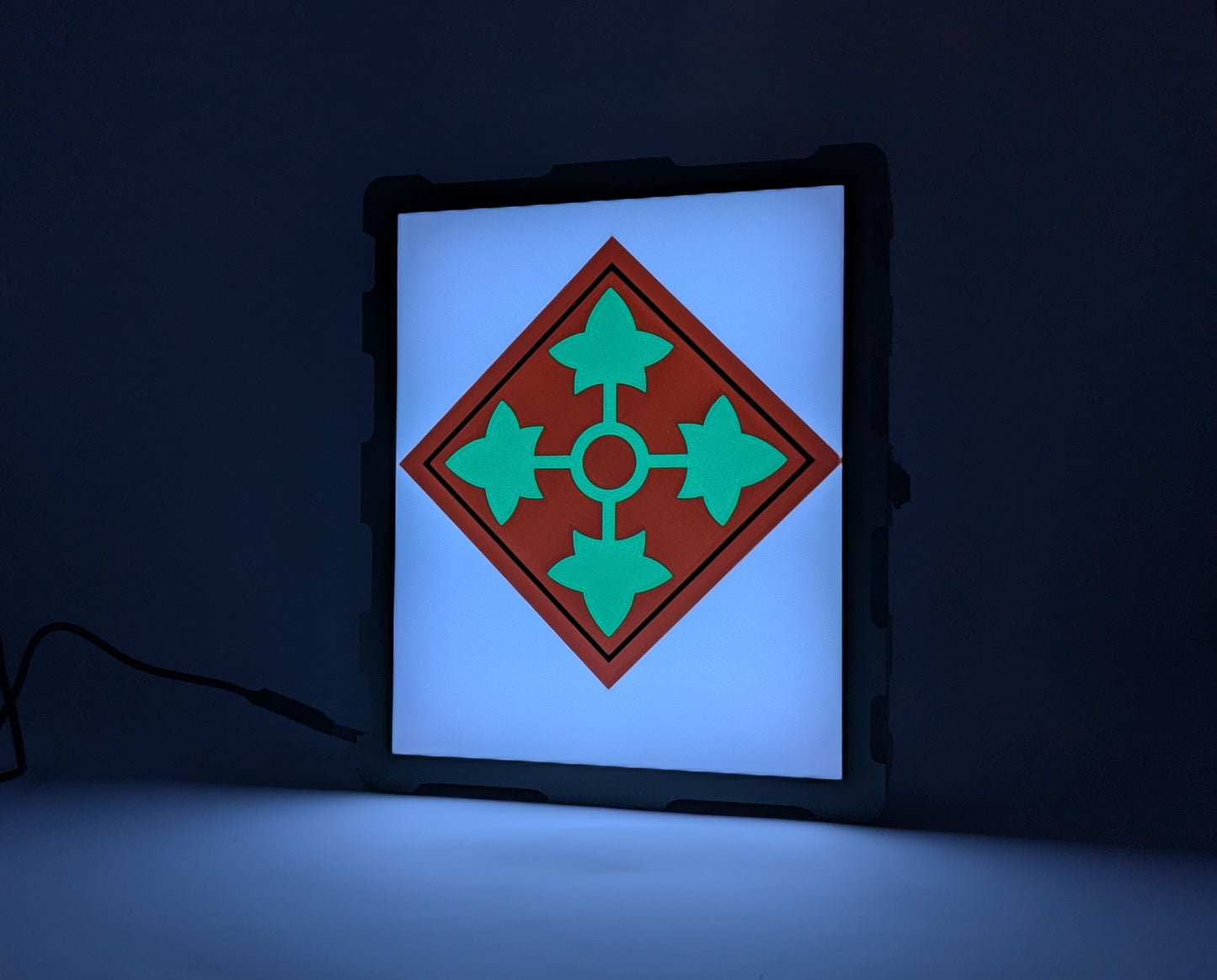 4th Infantry Division (4 ID) led lightbox, personalized Army military gift perfect for military retirement illuminated